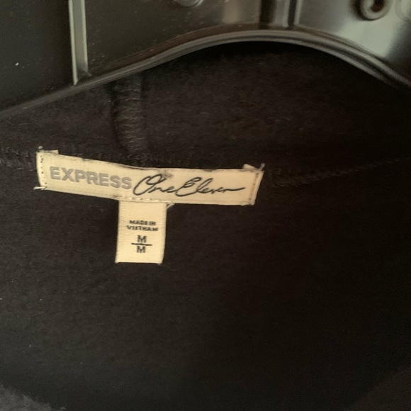 BLACK- hoodie sweatshirt dress with ribbed bottom - Picture 5 of 10